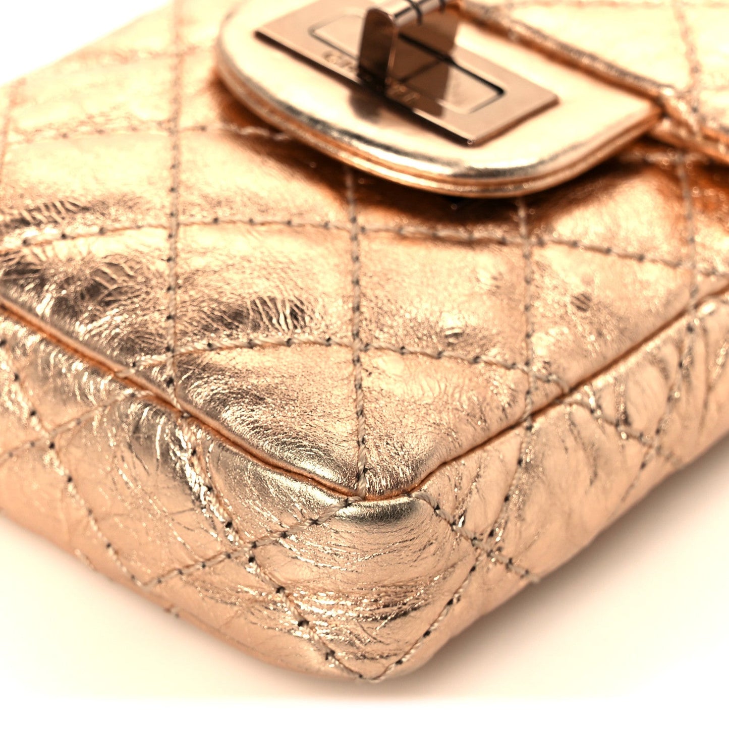 Chanel Metallic Aged Calfskin Quilted 2.55 Reissue Phone Case Rose Gold