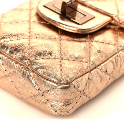 Chanel Metallic Aged Calfskin Quilted 2.55 Reissue Phone Case Rose Gold