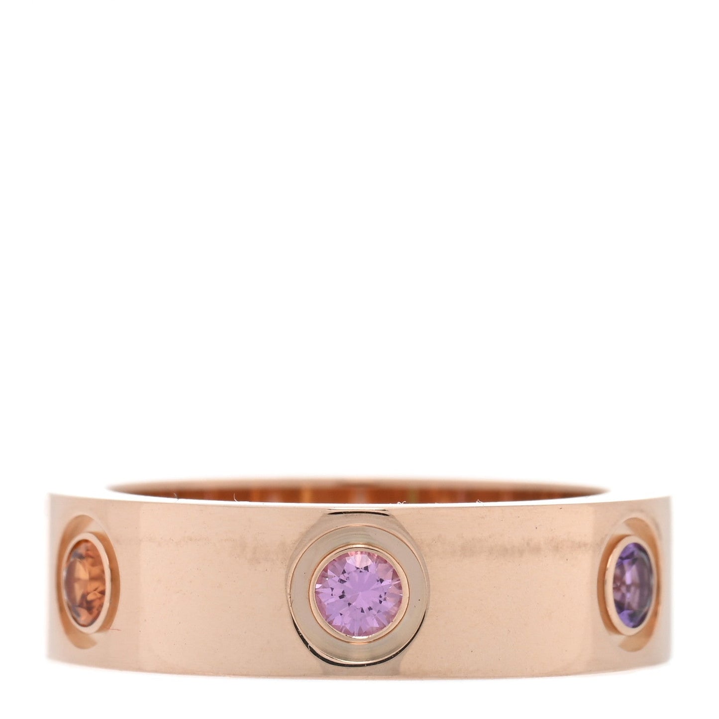 Cartier 18K Pink Gold Sapphire Garnet Amethyst 5.5mm LOVE Ring 50 5.25