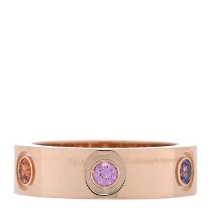 Cartier 18K Pink Gold Sapphire Garnet Amethyst 5.5mm LOVE Ring 50 5.25
