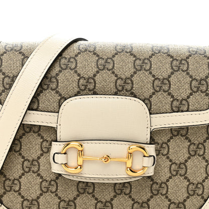 Gucci GG Supreme Monogram Web Mini Horsebit 1955 Shoulder Bag Beige Mystic White