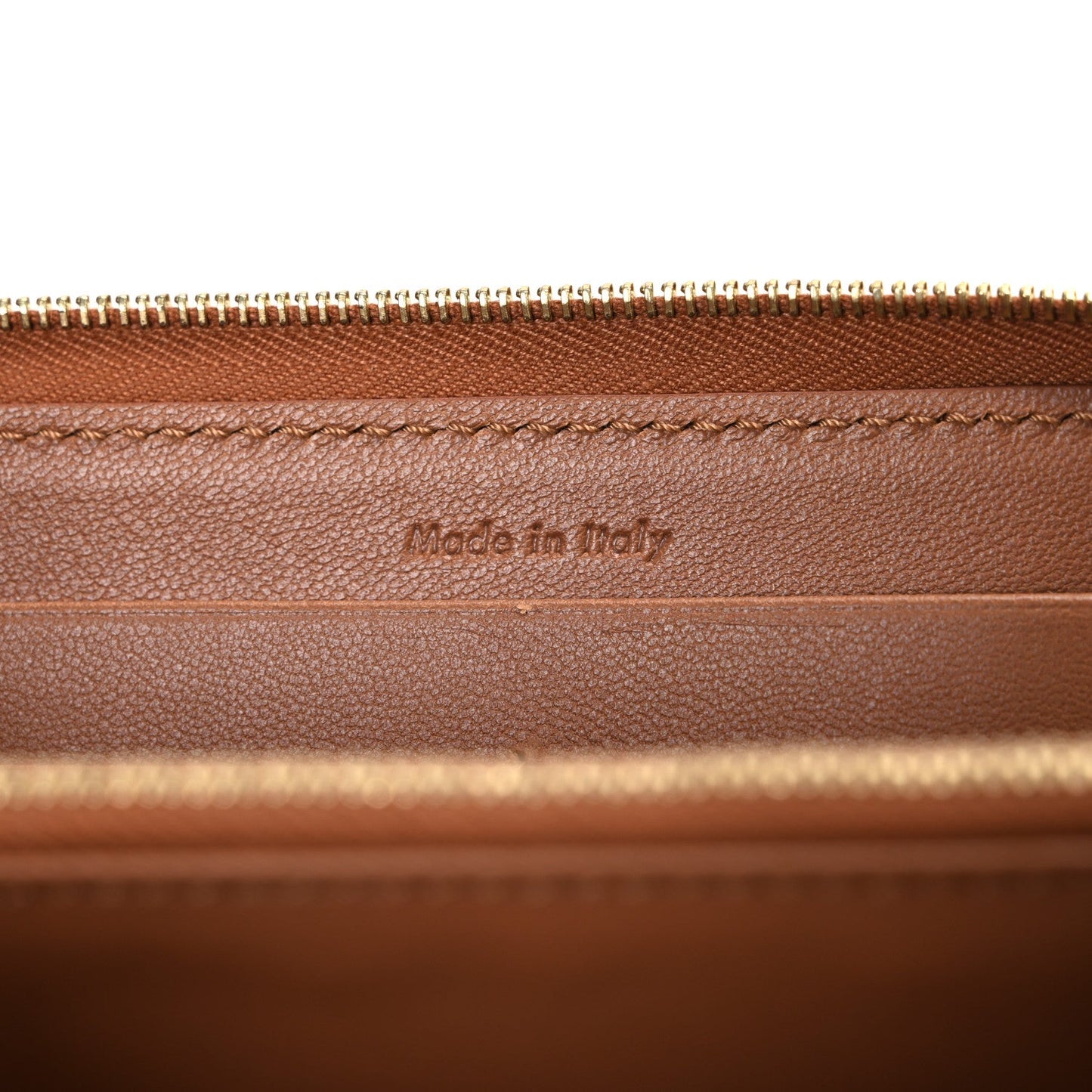 Celine Calfskin Zip Around Multifunction Wallet Tan