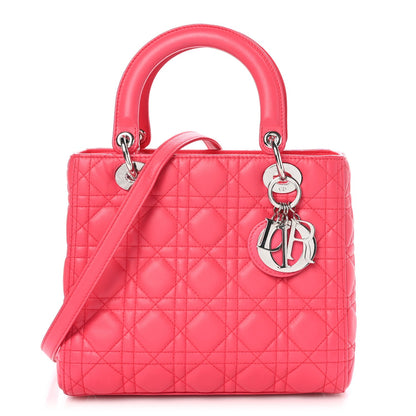 Christian Dior Lambskin Cannage Medium Lady Dior Fuchsia