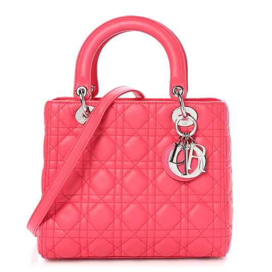 Christian Dior Lambskin Cannage Medium Lady Dior Fuchsia