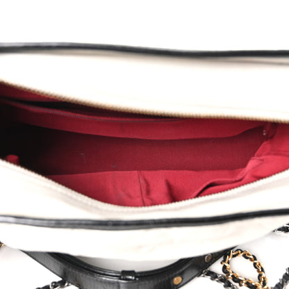 Chanel Aged Calfskin Quilted Medium Gabrielle Hobo Black White