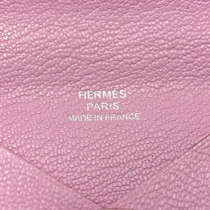 Hermes Chevre Mysore Calvi Card Case Mauve Sylvestre