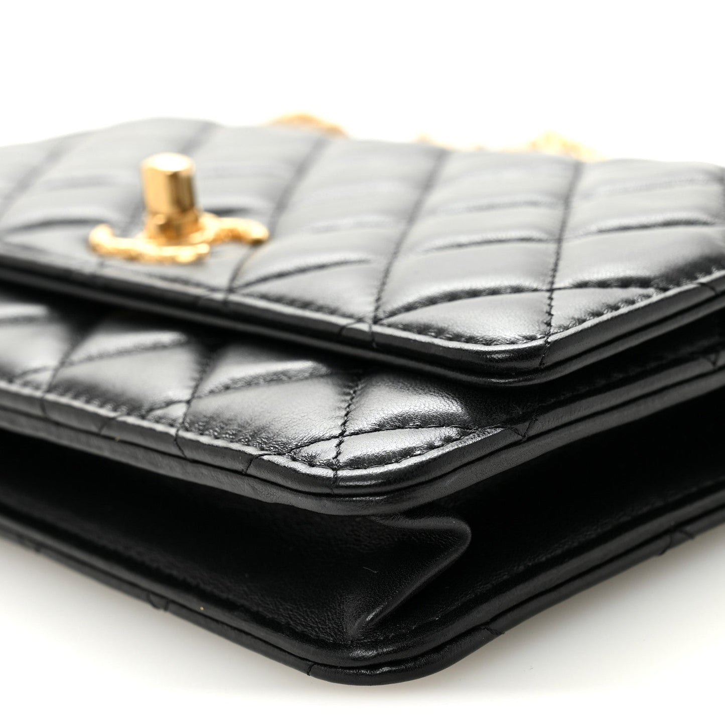 Chanel Lambskin Quilted Pillow Crush Wallet On Chain WOC Black