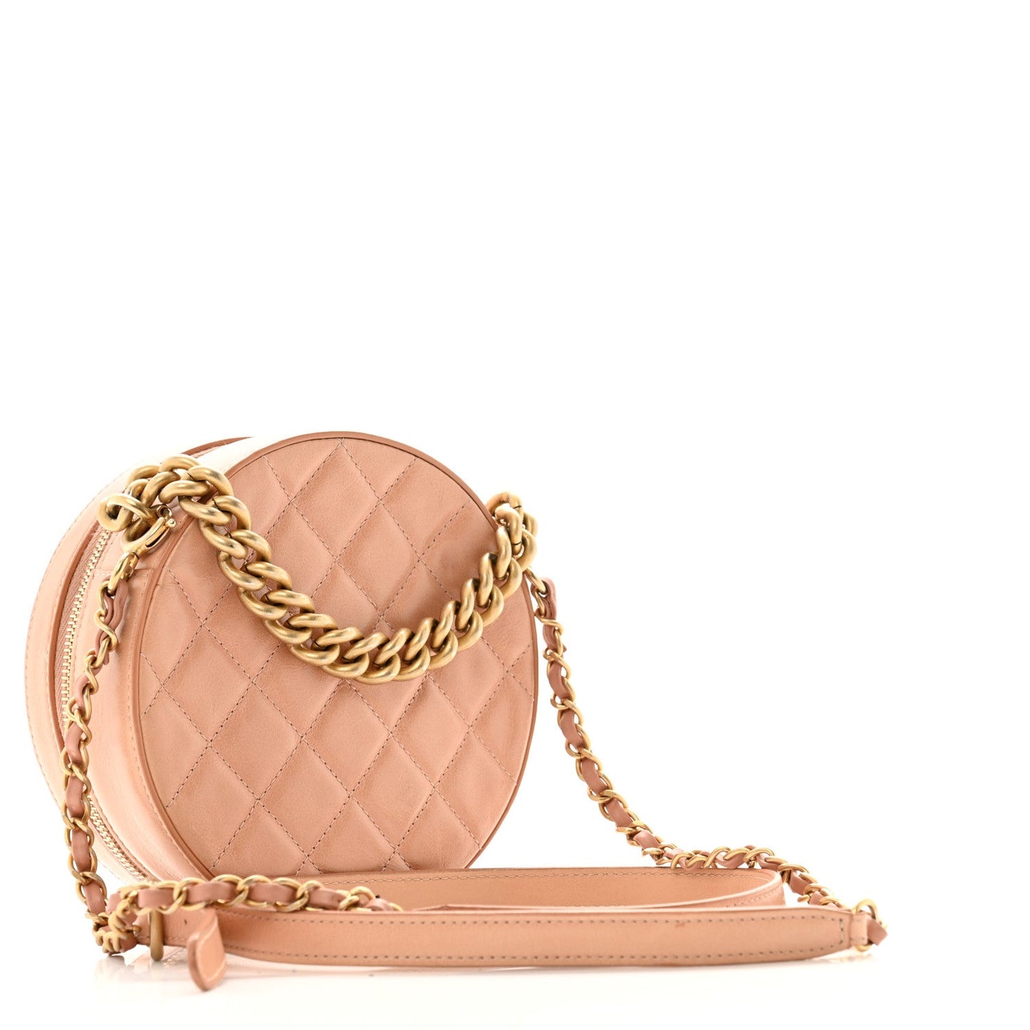Chanel Glazed Calfskin Round As Earth Evening Bag Beige