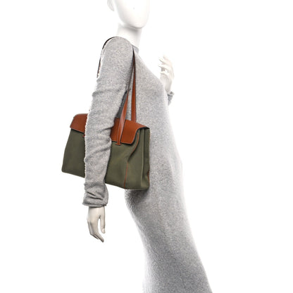 Celine Canvas Calfskin Medium Soft 16 Top Handle Bag Khaki Tan