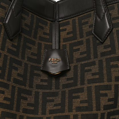 Fendi Fabric Jacquard Vitello Grance FF 1974 Large Fendi Origami Tobacco Moro Ebano