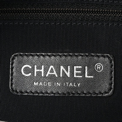 Chanel Metallic Aged Calfskin Quilted Small Chain Me Tote Dark Silver