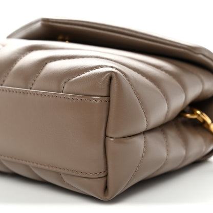 Saint Laurent Calfskin Y Quilted Monogram Toy Loulou Crossbody Bag Taupe