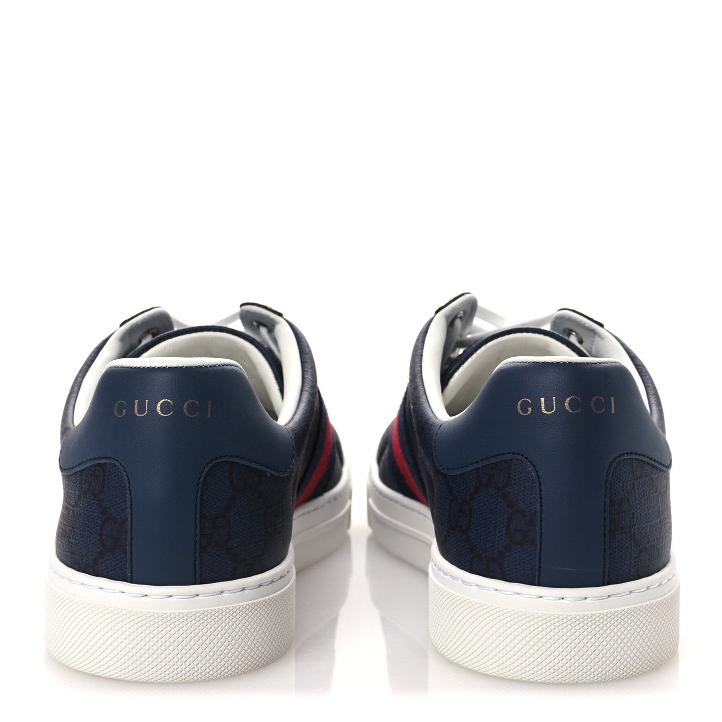 Gucci GG Supreme Monogram Web Mens New Ace Sneakers 8.5 Dark Blue