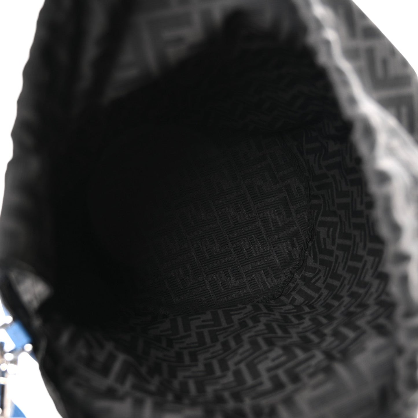 Fendi Jacquard Vitello Logo Bucket Bag Blue