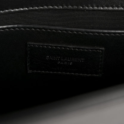 Saint Laurent Calfskin Medium Heart Bolts Monogram Kate Satchel Black