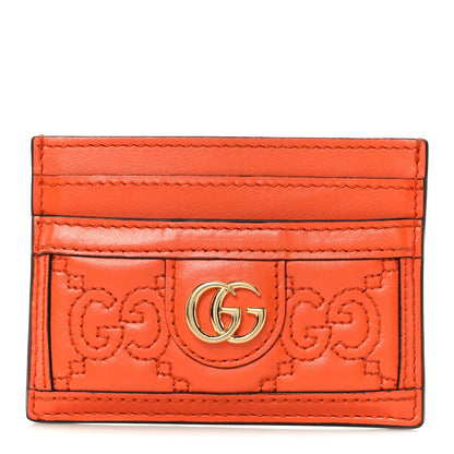 Gucci Calfskin GG Matelasse Card Holder Deep Orange