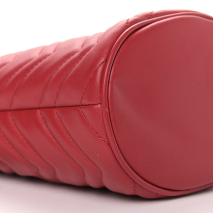 Gucci Calfskin Matelasse Mini GG Marmont 2.0 Bucket Bag Hibiscus Red