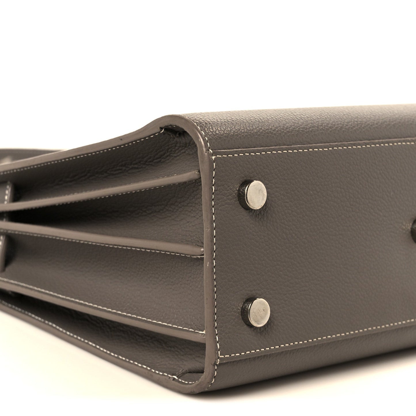 Saint Laurent Grained Calfskin Topstich Baby Sac De Jour Grey