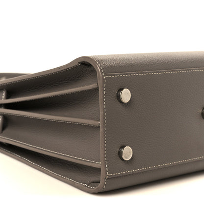 Saint Laurent Grained Calfskin Topstich Baby Sac De Jour Grey