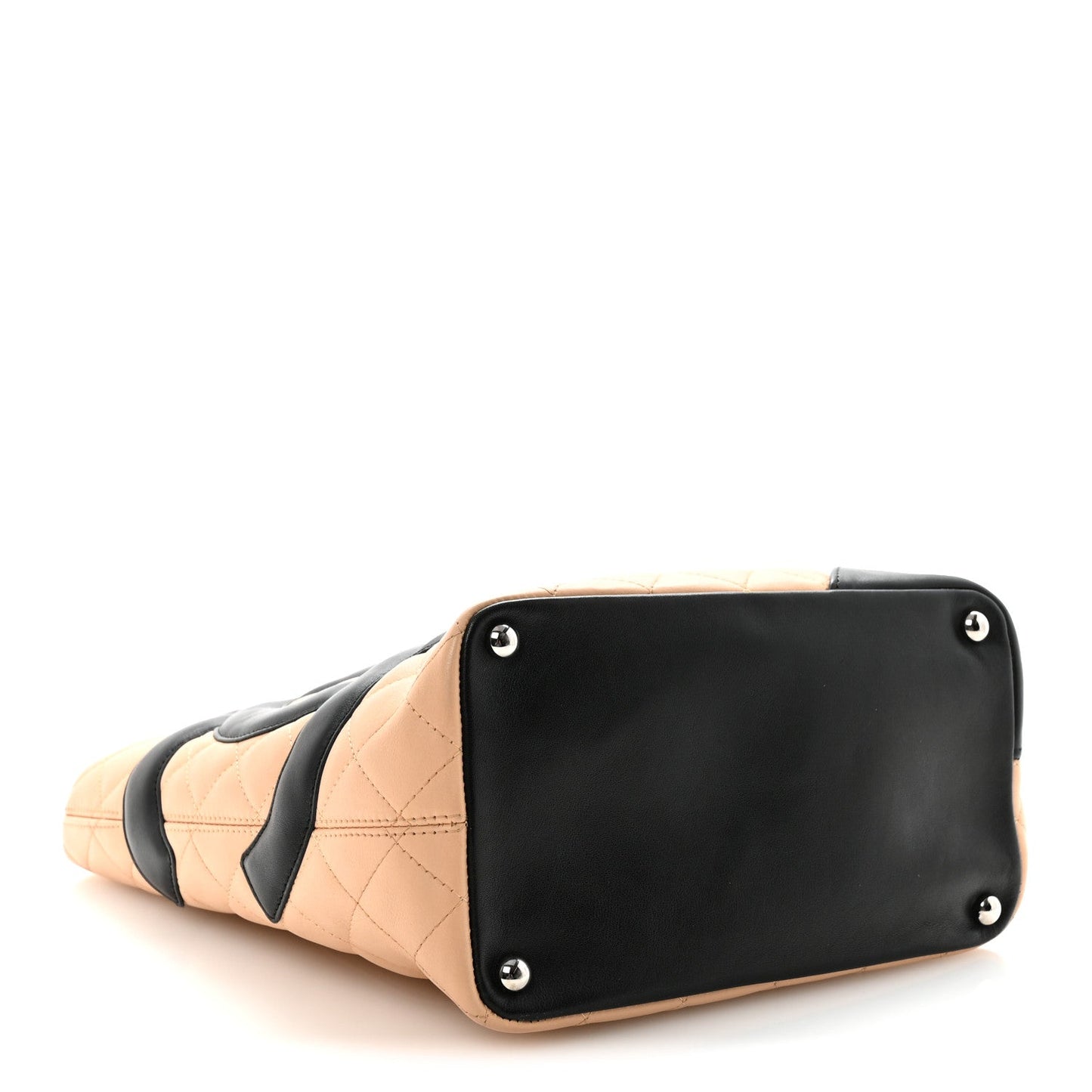 Chanel Calfskin Quilted Medium Cambon Tote Beige Black