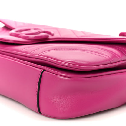 Gucci Calfskin Matelasse Monochrome GG Marmont Crossbody Shoulder Bag Classic Fuxia