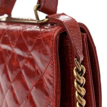 Chanel Glazed Calfskin Quilted Rita Top Handle Flap Red