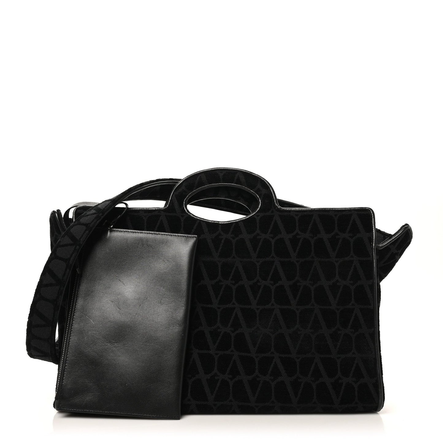 Valentino Garavani Toile Iconographe Goatskin Le Troisieme Shopping Bag Black