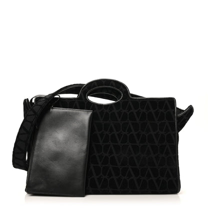 Valentino Garavani Toile Iconographe Goatskin Le Troisieme Shopping Bag Black