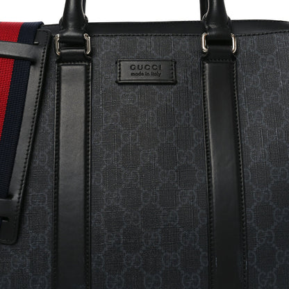 Gucci GG Supreme Monogram Appia Calfskin Web Briefcase Black