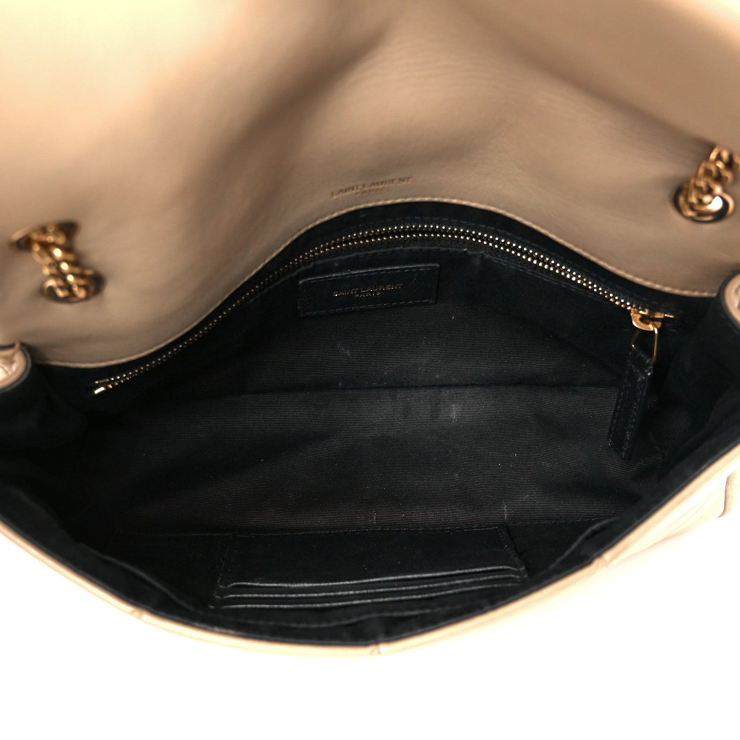Saint Laurent Lambskin Patchwork Monogram Medium Jamie Beige