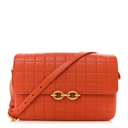 Saint Laurent Lambskin Carre Quilted Le Maillon Satchel Orange