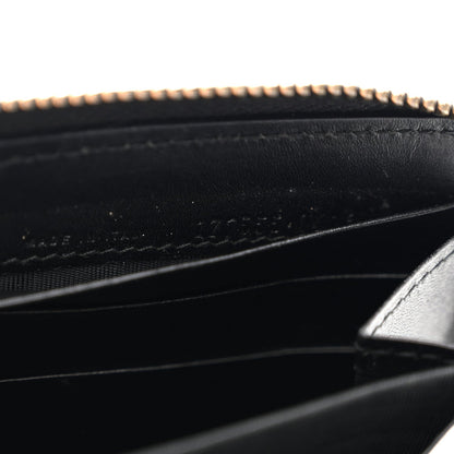 Saint Laurent Textured Patent Monogram Belle De Jour Zip Around Wallet Black