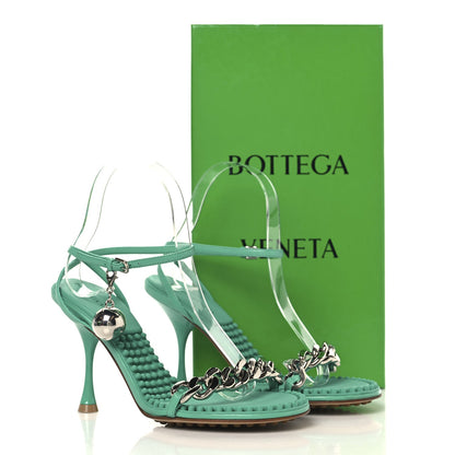 Bottega Veneta Lambskin Dot 100mm Sandals 37 Acid Turquoise