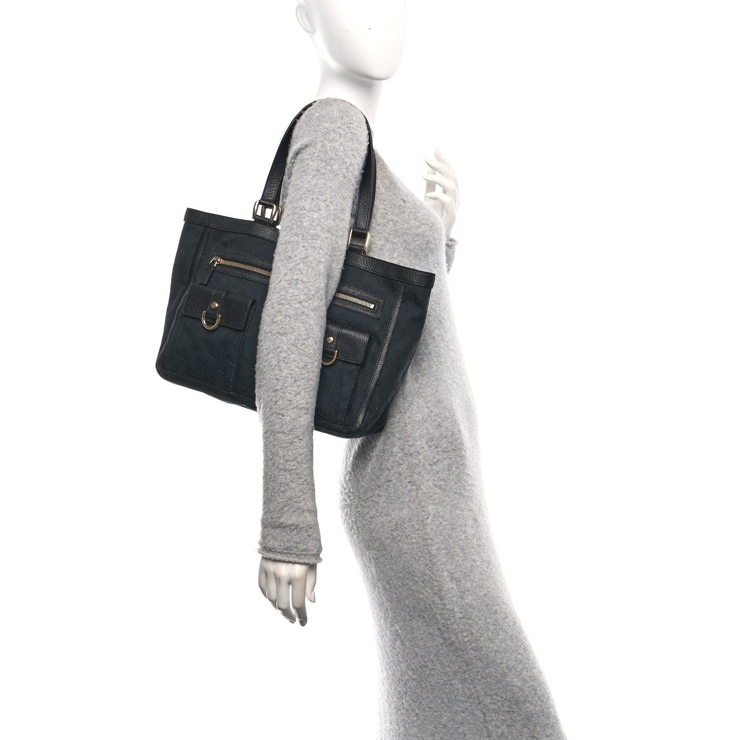 Gucci Monogram Abbey D Ring Tote Black