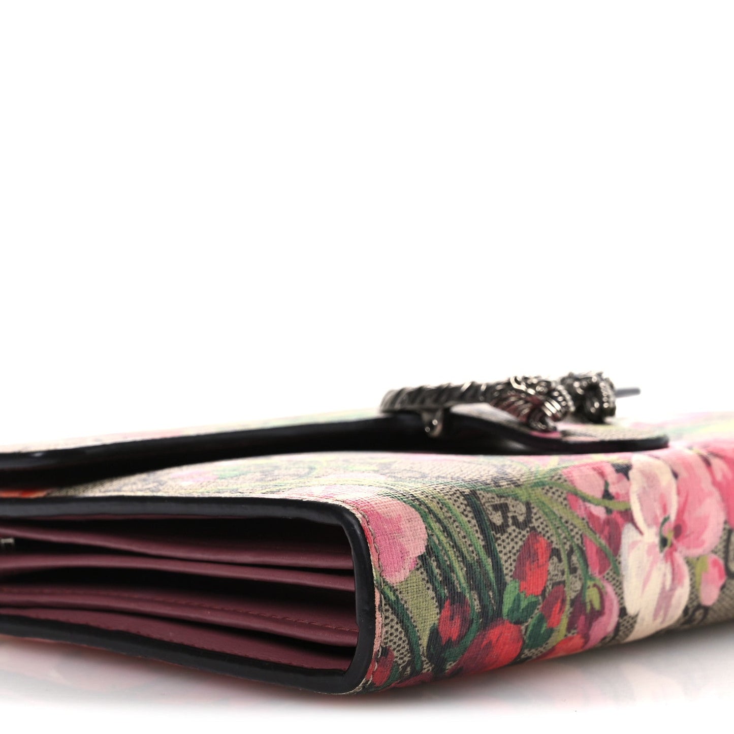Gucci GG Supreme Monogram Blooms Mini Dionysus Chain Wallet Beige Multicolor Dry Rose