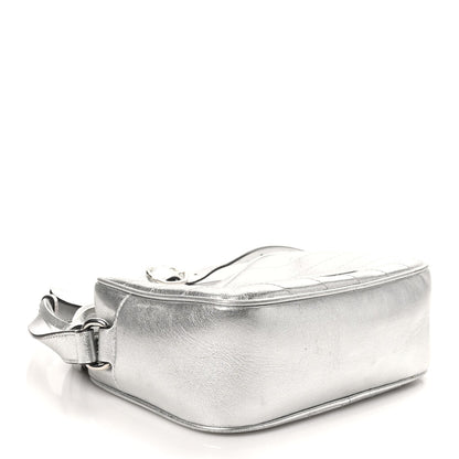 Gucci Metallic Sakai Be Green Calfskin Diagonal Stitched Small Blondie Shoulder Bag Silver
