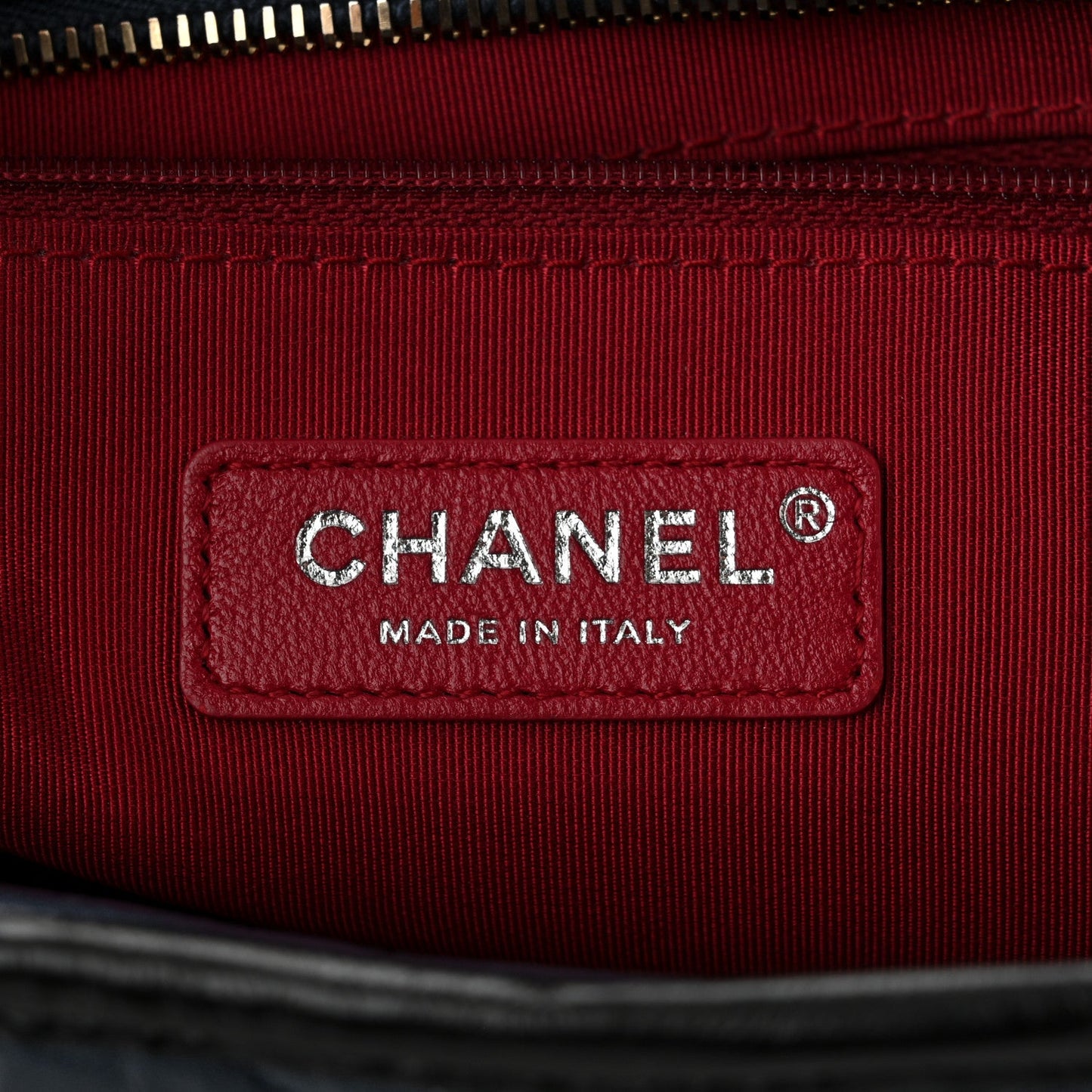 Chanel Aged Calfskin Chevron Quilted Medium Gabrielle Hobo Navy Black