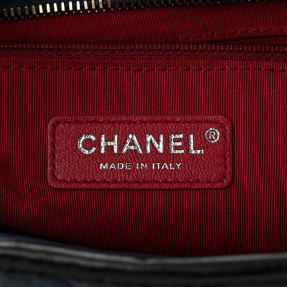 Chanel Aged Calfskin Chevron Quilted Medium Gabrielle Hobo Navy Black