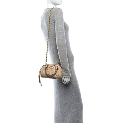 Gucci Calfskin GG Matelasse Mini Bowler Bag Naturale