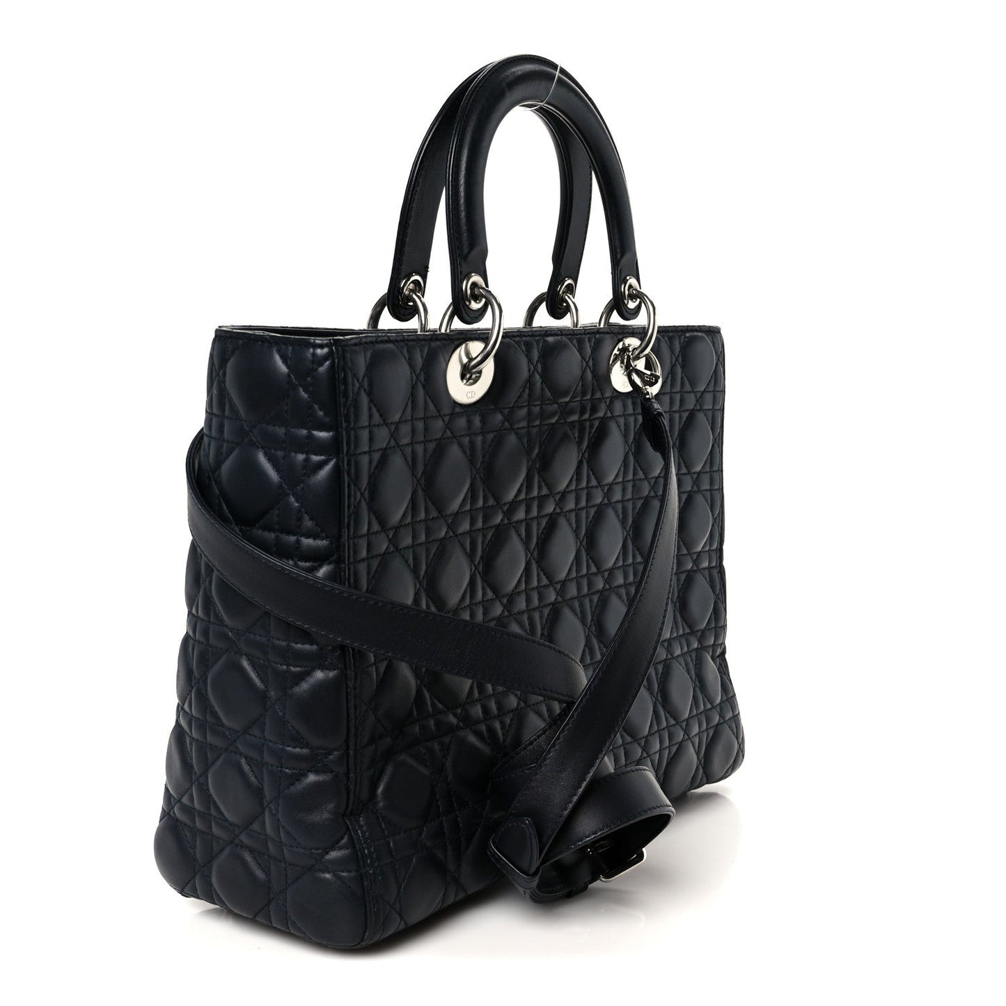 Christian Dior Lambskin Cannage Large Lady Dior Navy Blue