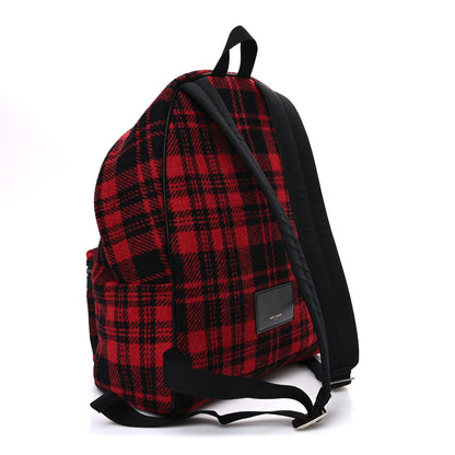 Saint Laurent Wool Tartan City Backpack Red Black
