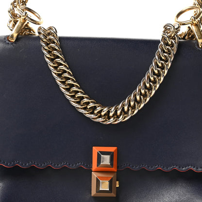 Fendi Vitello Liberty Scalloped Studded Small Kan I Shoulder Bag Blueberry