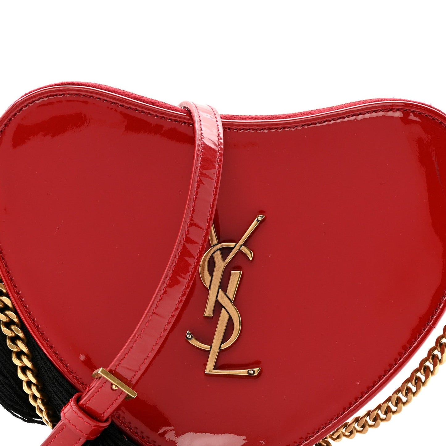 Saint Laurent Patent Heart Monogram Crossbody Red