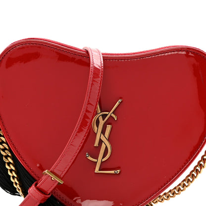 Saint Laurent Patent Heart Monogram Crossbody Red