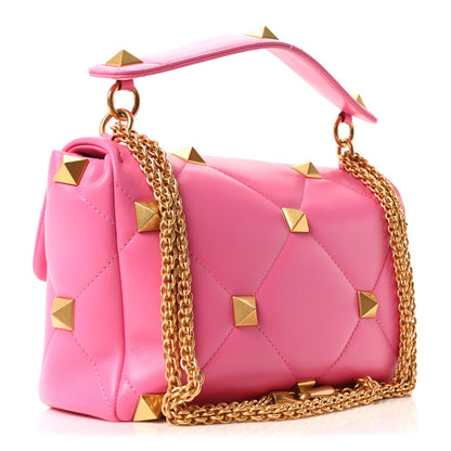 Valentino Garavani Nappa Large Roman Stud Shoulder Bag Feminine Pink