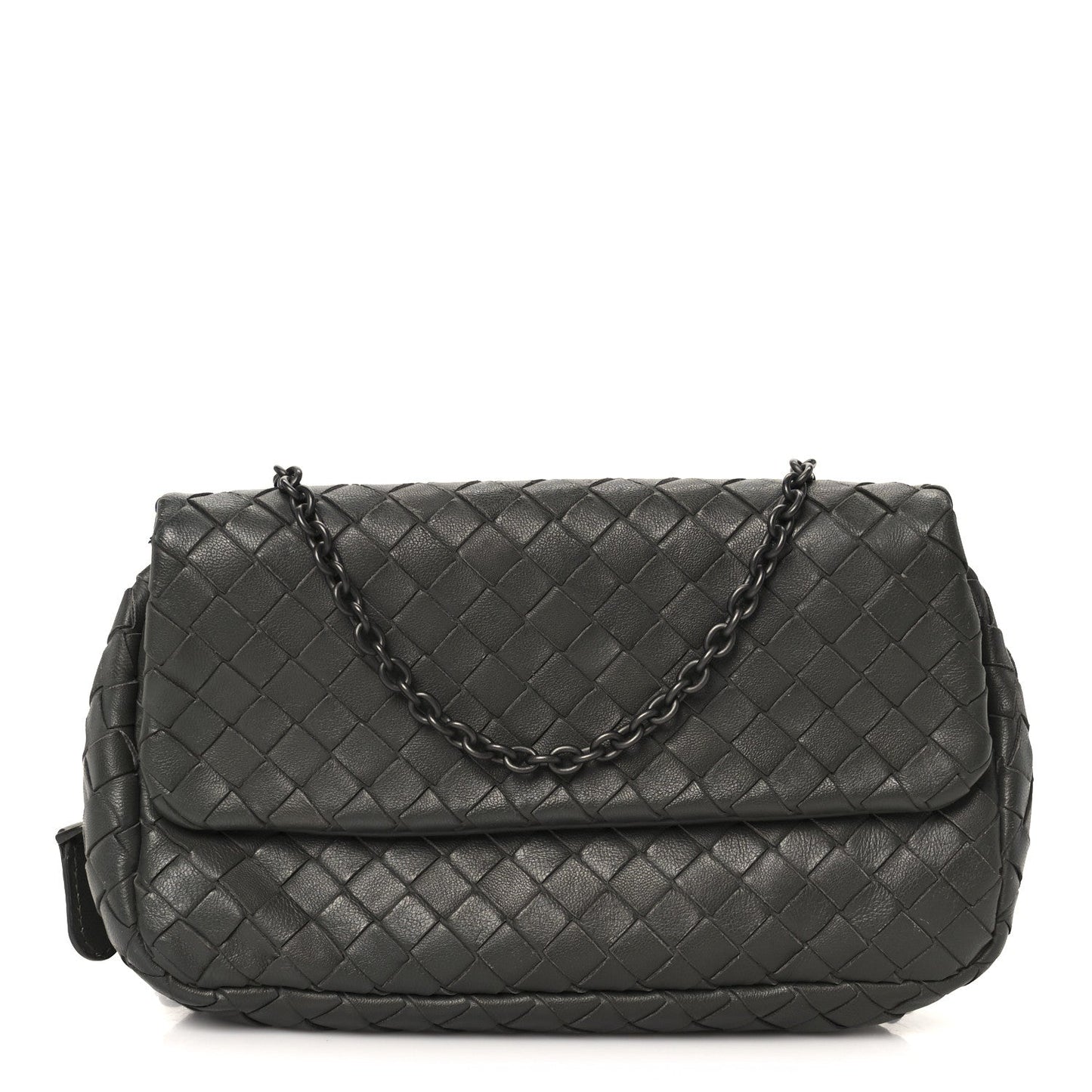 Bottega Veneta Nappa Intrecciato Small Chain Crossbody Light Grey