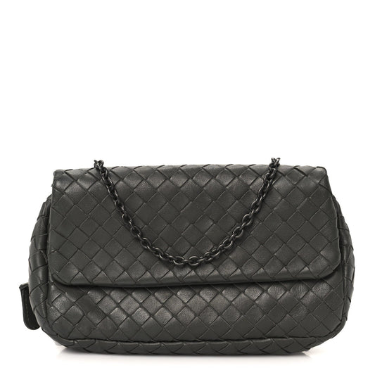 Bottega Veneta Nappa Intrecciato Small Chain Crossbody Light Grey