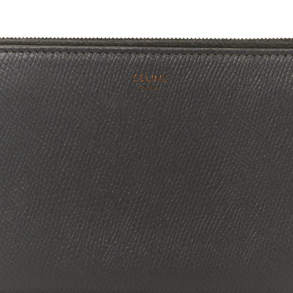Celine Drummed Calfskin Large Zip Around Multifunction Wallet Grey