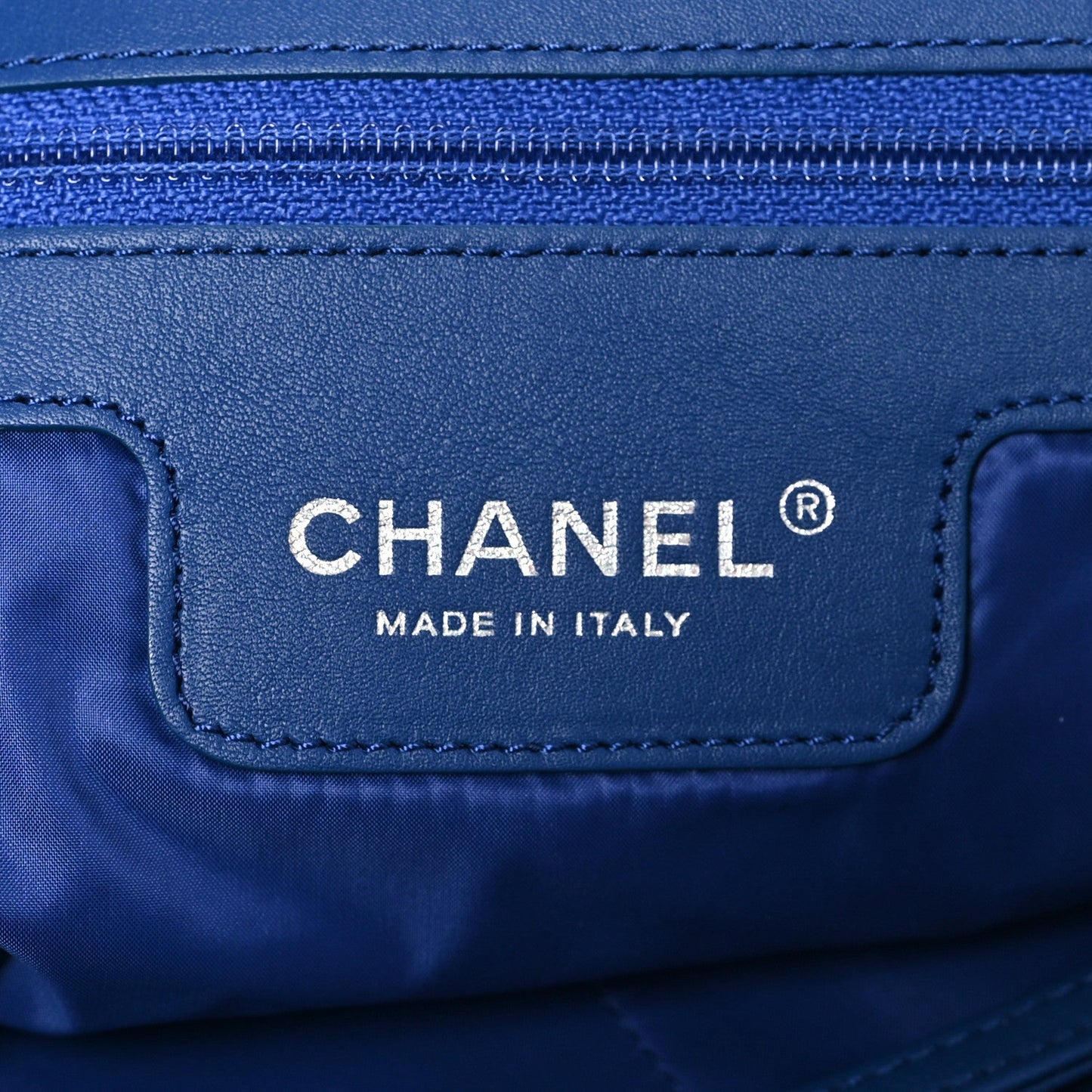 Chanel Mixed Fibers Lambskin Venise Biarritz Maxi Tote Blue White