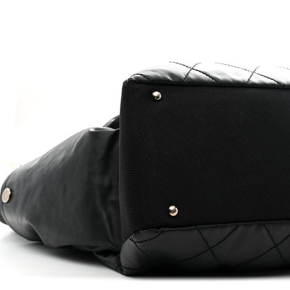 Chanel Coated Canvas Stitched XL Paris Biarritz Tote Black